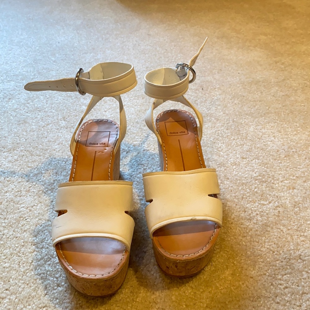 Dolce Vita White cork wedges